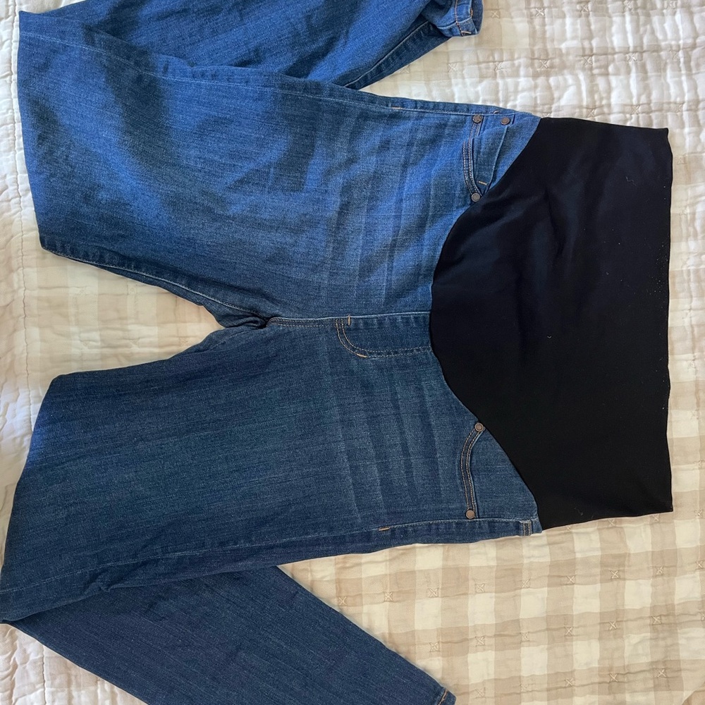 Liverpool | Blue Maternity Jeggings with Black Waistband | Size 10